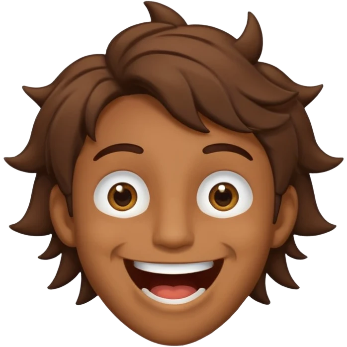 Color de piel moreno los ojos ke sean de estrella riéndose y pelo café hombre  el pelo asialado🤩pelo asía a bajoo emoji