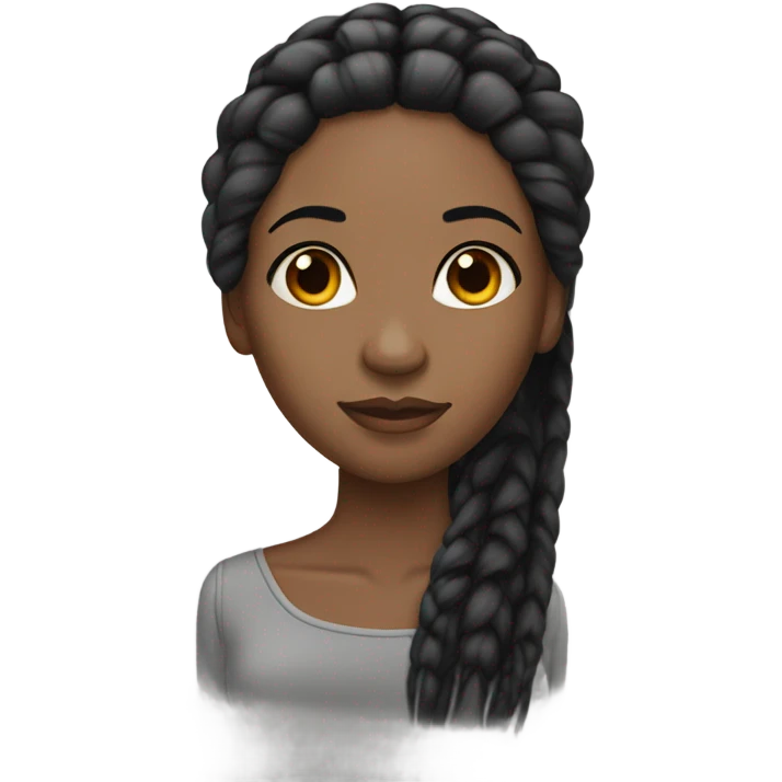 black woman with long black straight braids and lashes emoji