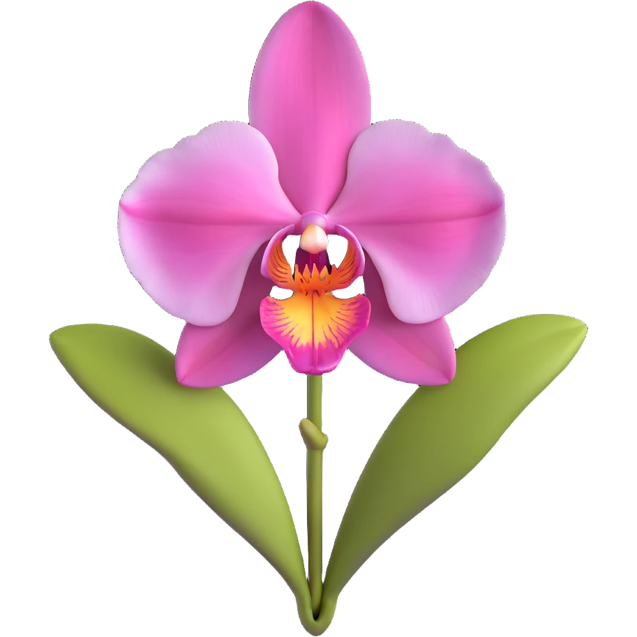 a single orchid flower with pink details, 3D realistic style, soft lighting, isolated emoji