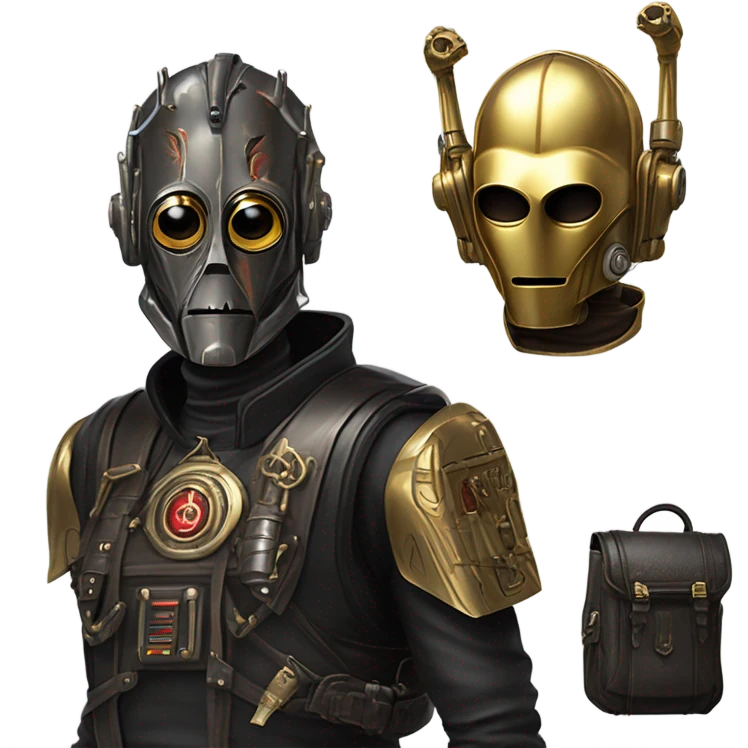 bounty hunter c3Po Satan’s backpack and saddlebags emoji