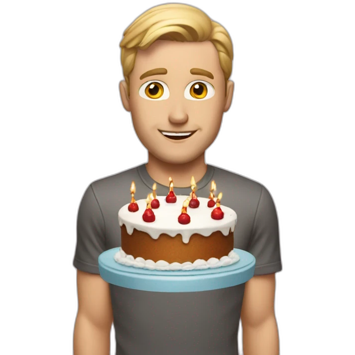 White man with biryhdaycake emoji