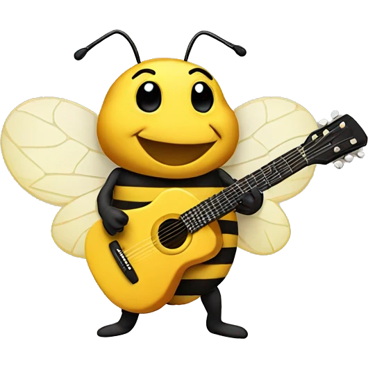 Bee playing a guitar emoji