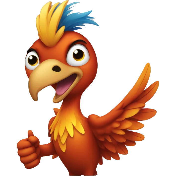 Anthropomorphic phoenix giving a thumbs up emoji