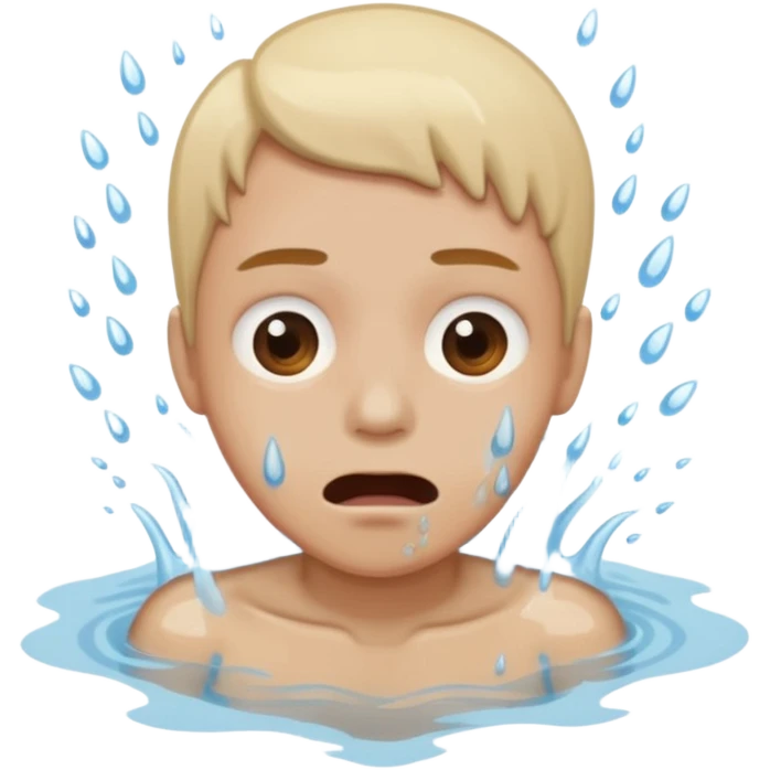 Tête qui se noit dans l’eau avec l’eau qui monte jusqu’à la bouche emoji