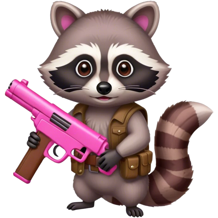 Raccoon holding a pink gun emoji
