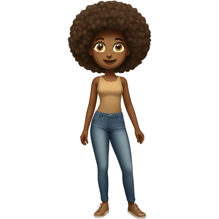 Tan girl with Afro posing full body emoji