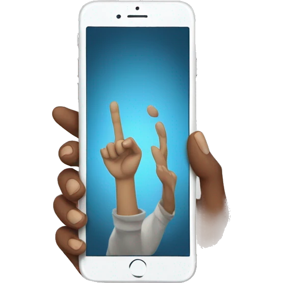Hand holding iphone emoji