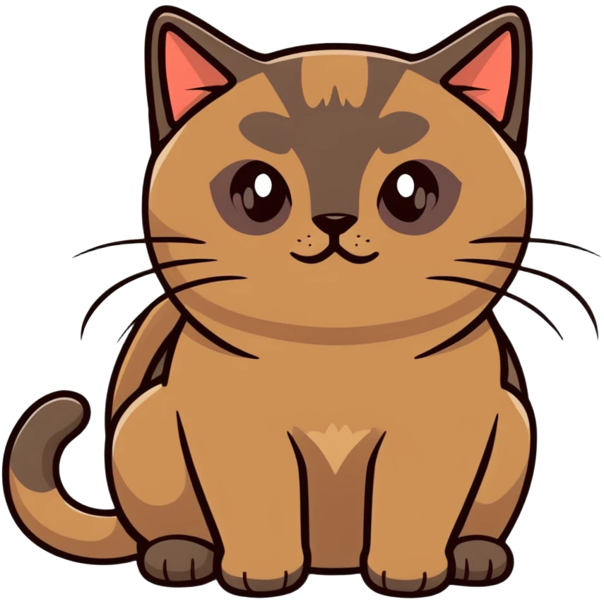 Dark brown realistic Burmese cat emoji