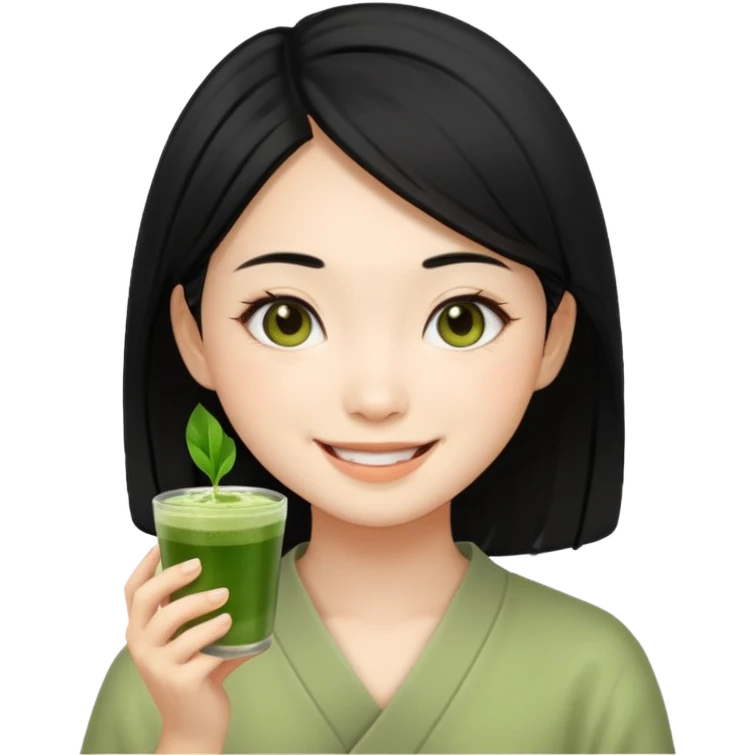 make an asian girl that loves matcha emoji