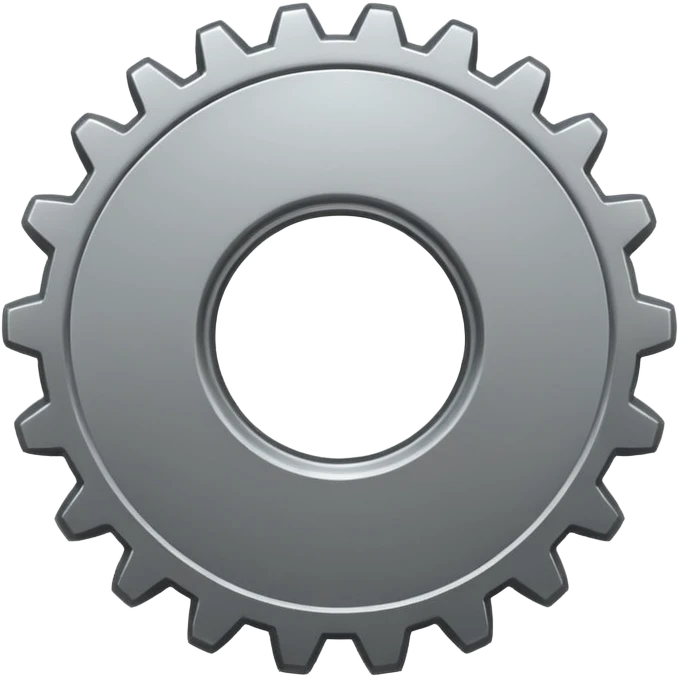 settings gear icon for site navigation. just one gear. no happy face, just grey emoji
