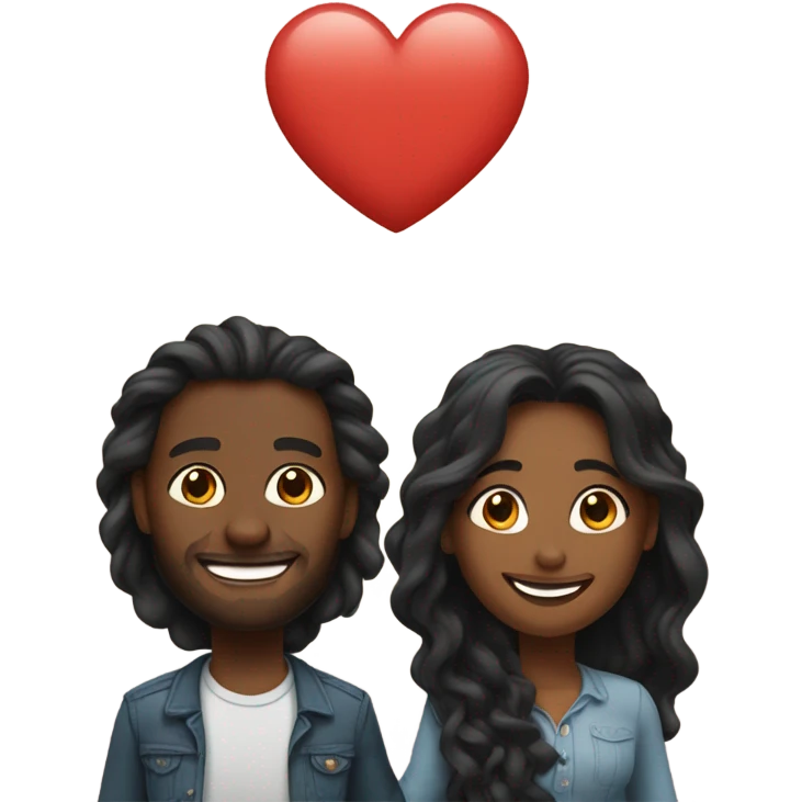 A black woman with long hair and her husband holding hands in love emoji