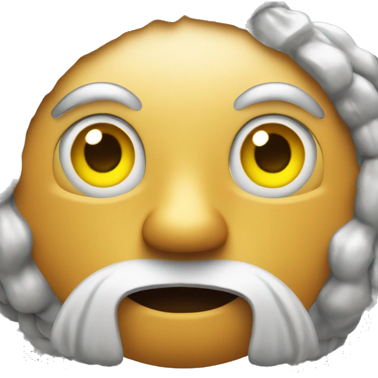 Face of grey Maine coin with small ginger spot on the forehead with yellow eyes and small ball in mouth emoji