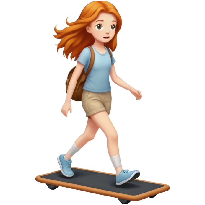 Cute Ginger girl long hair walking on walking pad emoji
