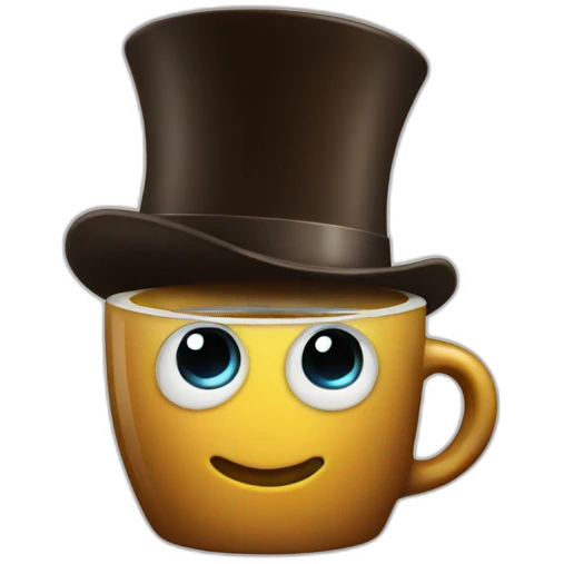 top hat drinking coffee emoji