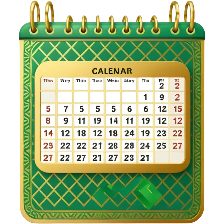calendar check with golden and green colours emoji