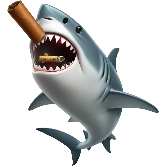 Shark smoking a cigar emoji