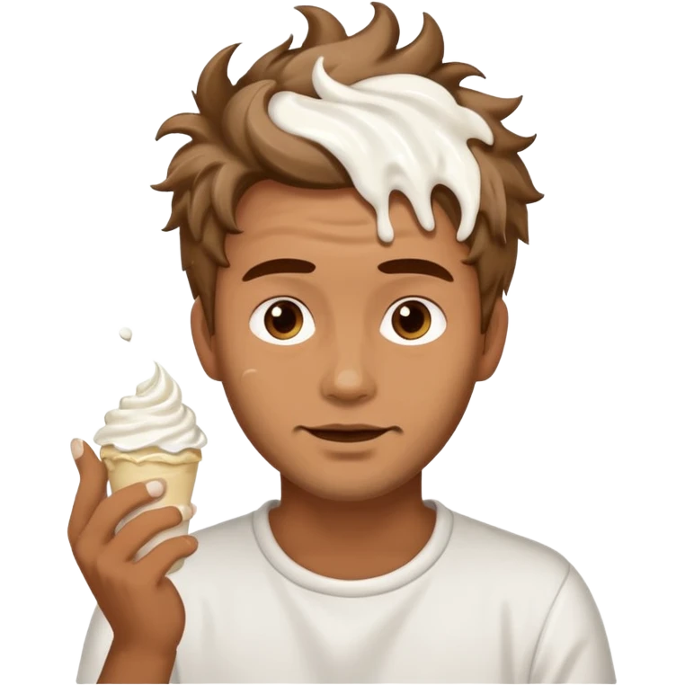 a man playing with cream emoji