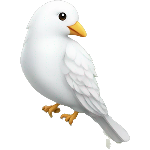 White bird with leaf emoji