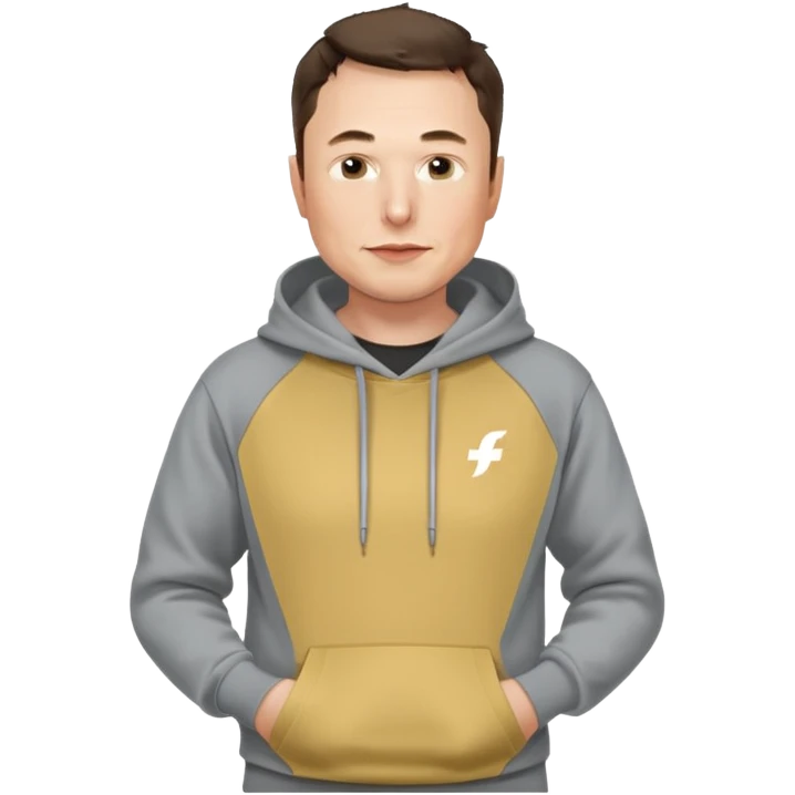 elon musk in gray hoodie full height emoji