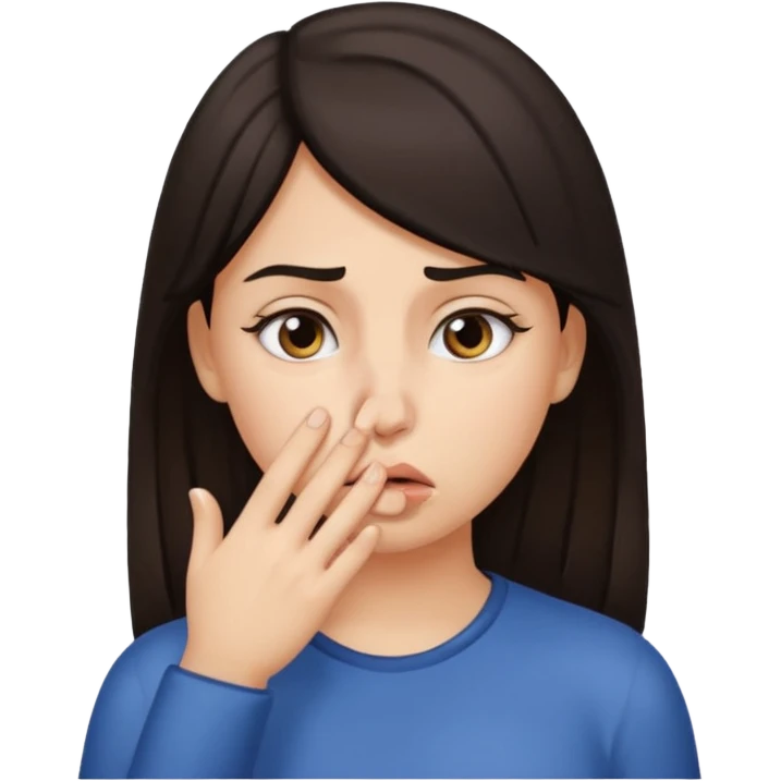 girl touching her for bad smell emoji