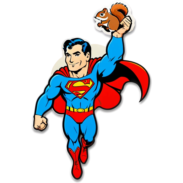 Superman with a Superman squirrel emoji
