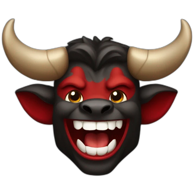 laughing black and red Minotaur emoji