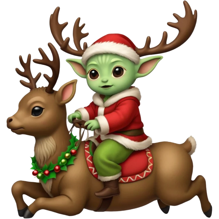 baby yoda rriding eindeer christmas emoji