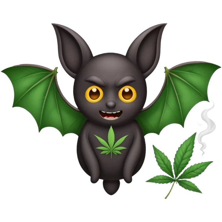 Bat smoking a marijuana jointwhile flying  emoji