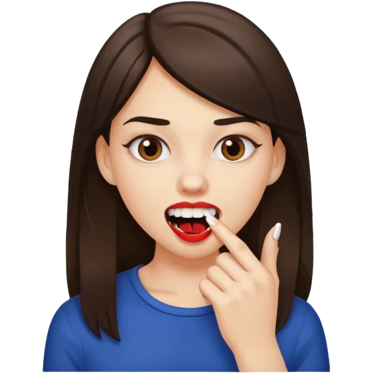 Une fille brune et blanche qui se mord l'ongle avec ses dents comme si elle draguait qqn emoji