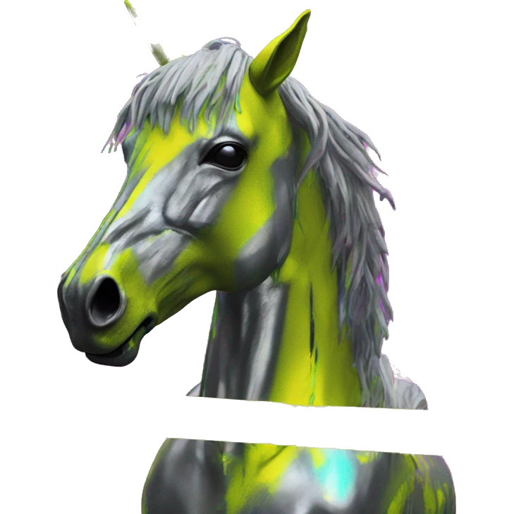 .Zombie_ Vaporwave black holographic oilslick zombie unicorn yellow caution tape graffiti Pegasus emoji