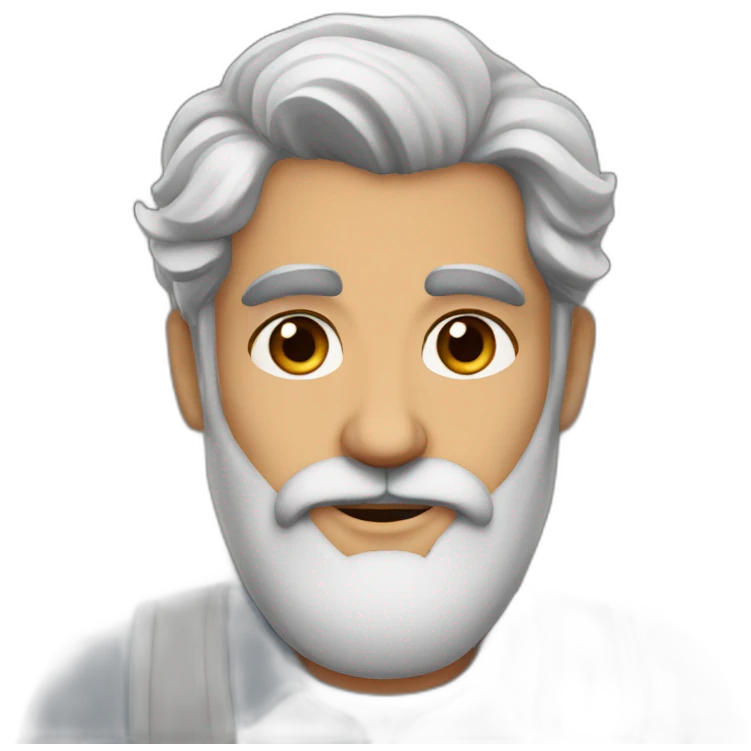 30s persian man, brown eyes, grey beard emoji