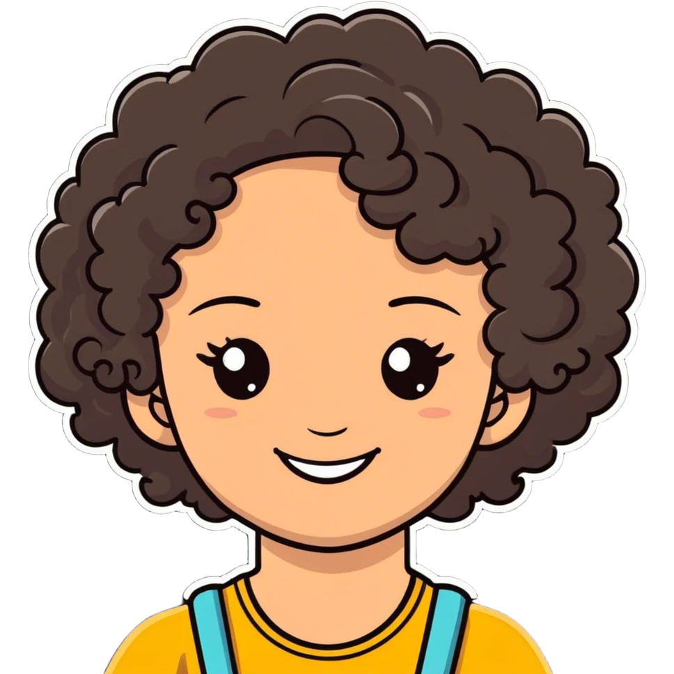 Cute girl with curly hair emoji