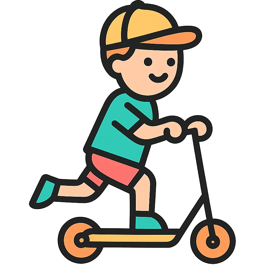 a boy riding a scooter emoji