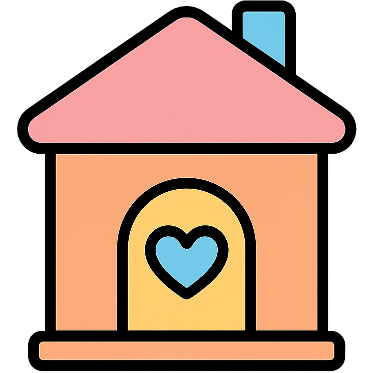 vector icon of a baby house in pastel flat design, rounded corners, white background, minimal icon style emoji