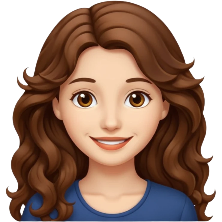 woman with long brown wavy hair emoji