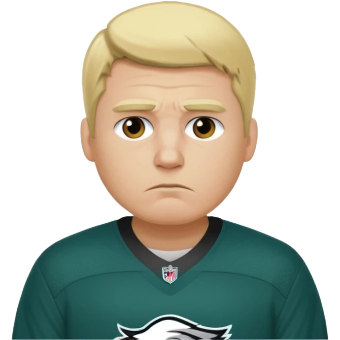 An adult blonde male Eagles fan who is sad emoji