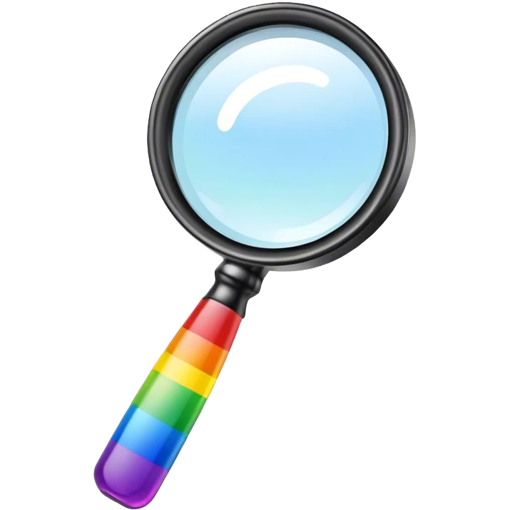rainbow colored magnifier emoji