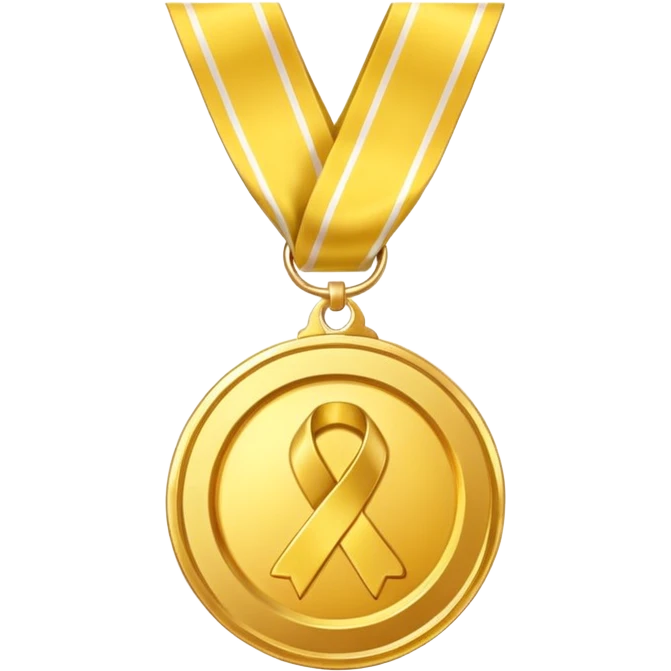 JUST THE CIRCLE  golden medal with a glossy finish, featuring a central gold awareness ribbon symbol emoji
