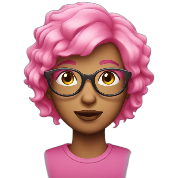 Pink hair whith glasses emoji