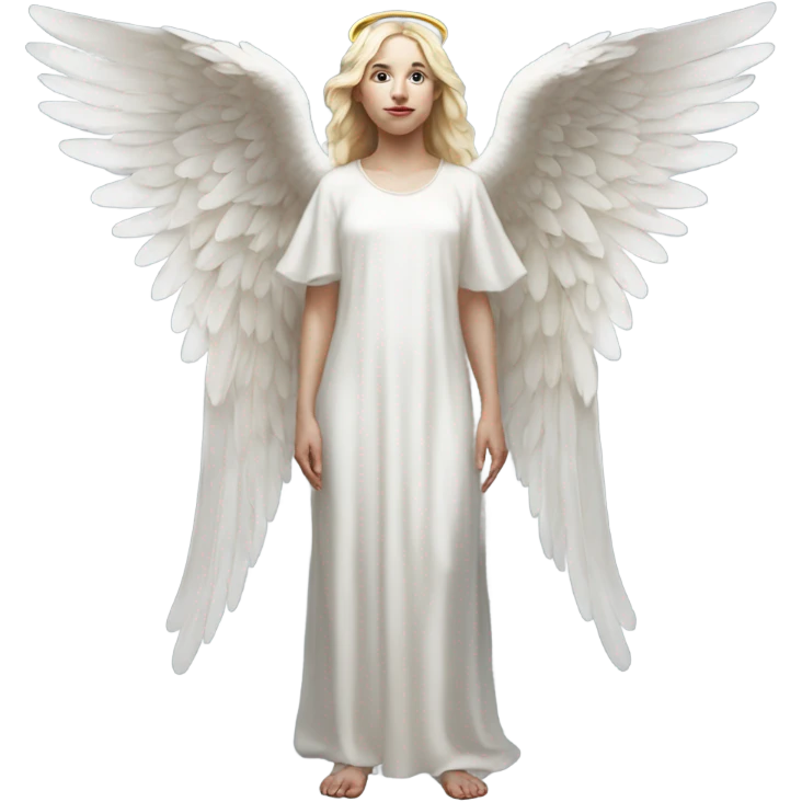 Hyper Realistic pale angel full body with halo emoji