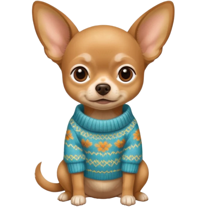 All Tan chihuahua sitting wearing a sweater emoji