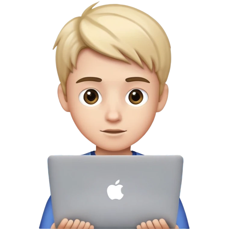 Boy making presentation with effects on his macbook emoji