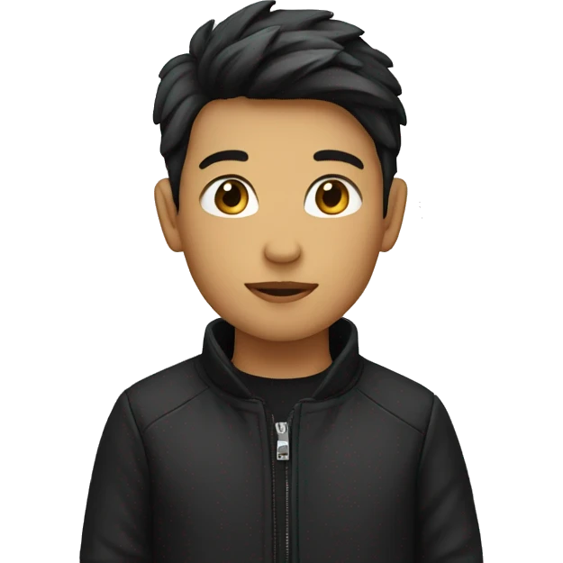 boy in black jacket and black cup emoji