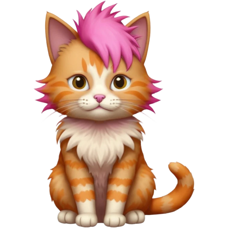 cat sitting with pink mohawk emoji