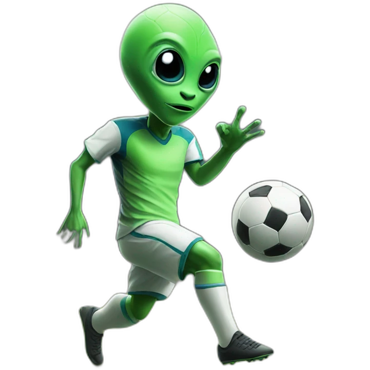 Alien playing soccer emoji