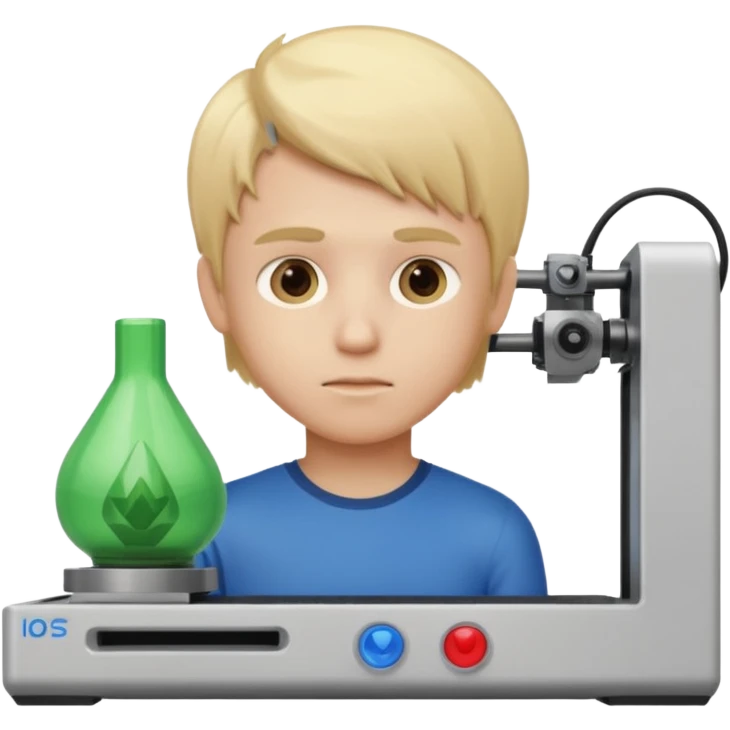 Boy with blonde hair using 3D Printer emoji