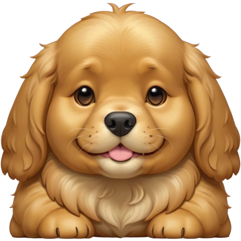 Cinematic Meme-Worthy Chubby Sleeping Gold Cocker Spaniel Portrait Emoji, Head resting peacefully with a contented smile, showcasing a delightfully chubby build and a luxuriously soft golden coat, eyes shut in a serene nap, Simplified yet hilariously adorable features, highly detailed, glowing with a soft, drowsy light, high shine, relaxed and utterly lovable, stylized with an air of playful laziness, bright and heartwarming, soft glowing outline, capturing the essence of a comically sleepy companion, so meme-worthy it feels like it could instantly become the next viral sensation of adorable slumber! emoji
