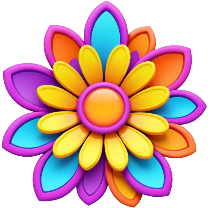 3D, Psychedelic colored flower power sign emoji