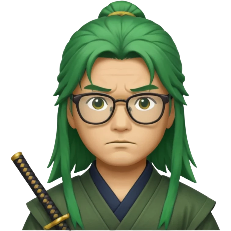 green long hair samurai with glasses emoji