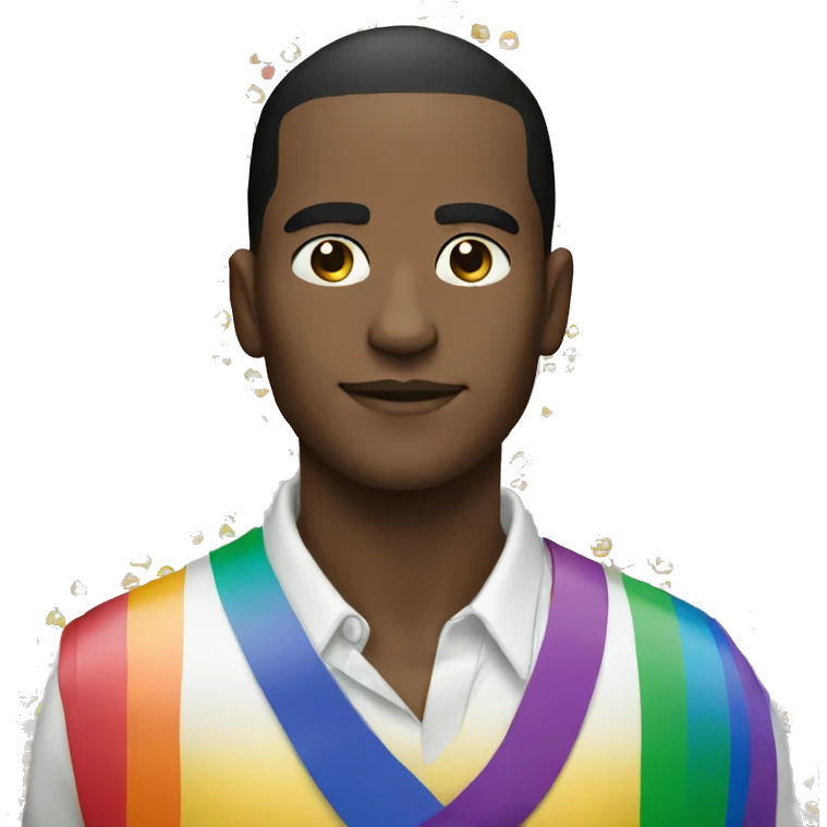 Gay man flag around neck emoji